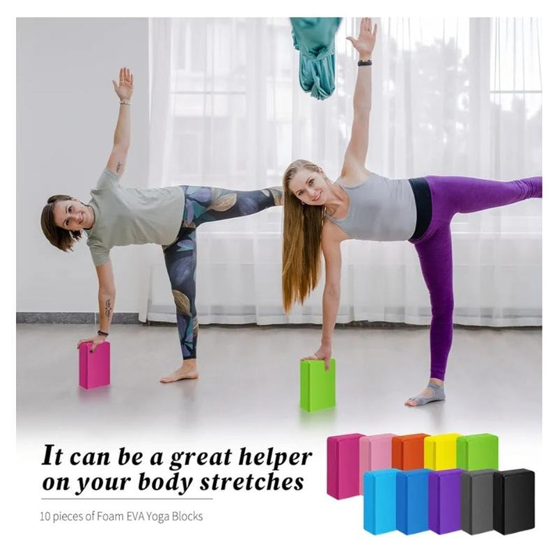 Random Colour Yoga Block Foam EVA Yoga Blocks Lightweight Yoga Bricks Non Slip Supportive Foam Blocks Yoga Prop Accessories for Yoga, Pilates, Stretching and Meditation, Women Men Yogi Yoga Beginners (Multicolor)
