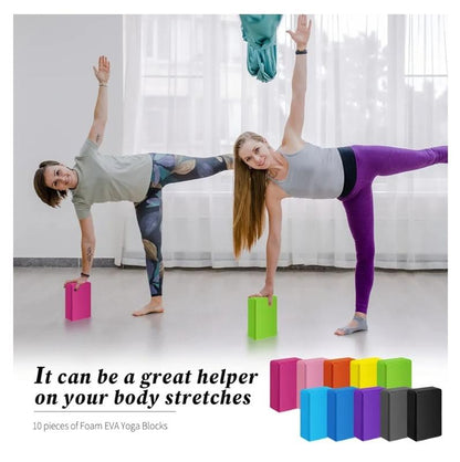 Random Colour Yoga Block Foam EVA Yoga Blocks Lightweight Yoga Bricks Non Slip Supportive Foam Blocks Yoga Prop Accessories for Yoga, Pilates, Stretching and Meditation, Women Men Yogi Yoga Beginners (Multicolor)