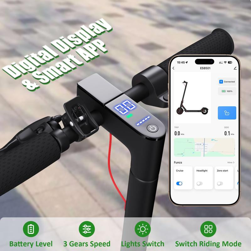 OBX Electric Scooter for Adults,350W Motor,19 MPH Top Speed,8.5'' Honeycomb Soild Tires, 21 Miles Long Range,Foldable Commuter E Scooter with Dual Braking & App(Red)