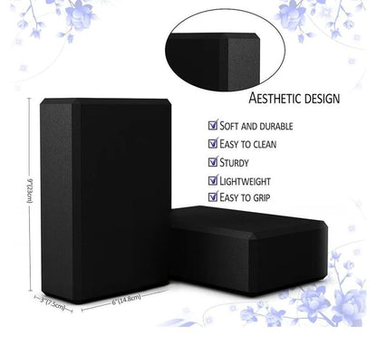 Random Colour Yoga Block Foam EVA Yoga Blocks Lightweight Yoga Bricks Non Slip Supportive Foam Blocks Yoga Prop Accessories for Yoga, Pilates, Stretching and Meditation, Women Men Yogi Yoga Beginners (Multicolor)