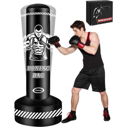 Standing Punching Bag for Adults Teens, 70" Heavy Punching Bag with Stand, Heavy Bag Inflatable Kick Boxing Bag Equipment Bags for MMA Muay Thai Fitness