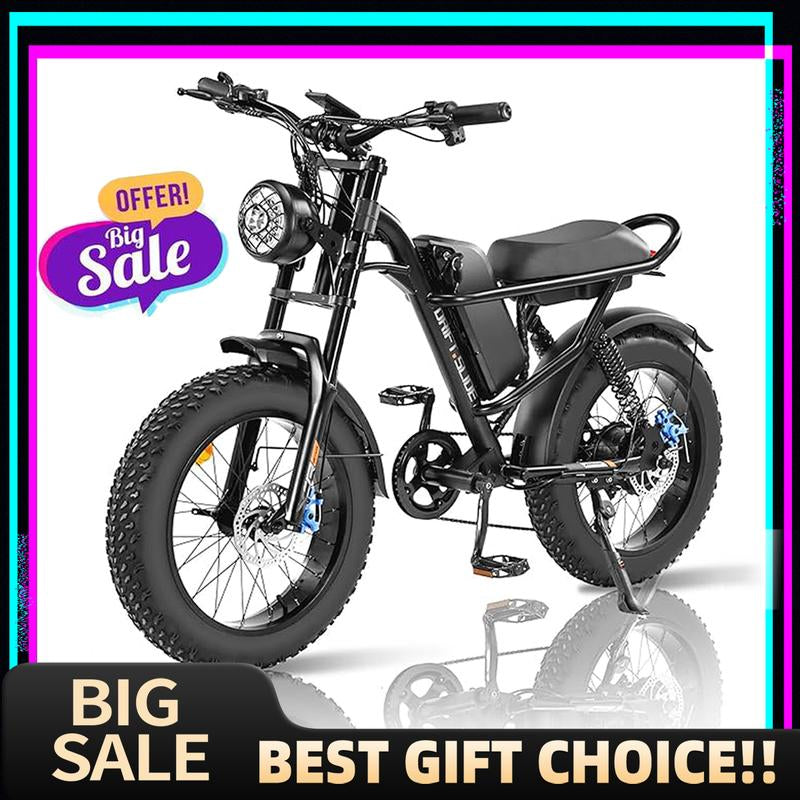 DRIFT.SLIDE 1500W Peak Power Electric Bike for Adults, 28 MPH 60 Miles Electric Moped Style Bike, 48V 20.8 Ah UL 2849 Removable Battery, 7 Speed 20" All Terrain Fat Tire Ebike (J1) Bicycle Light