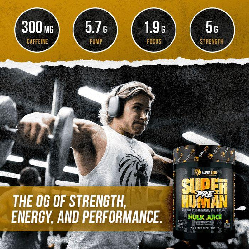 SUPERHUMAN® PRE-WORKOUT - Original Performance Pre-Workout Powder Creatine Candy Protein Powder