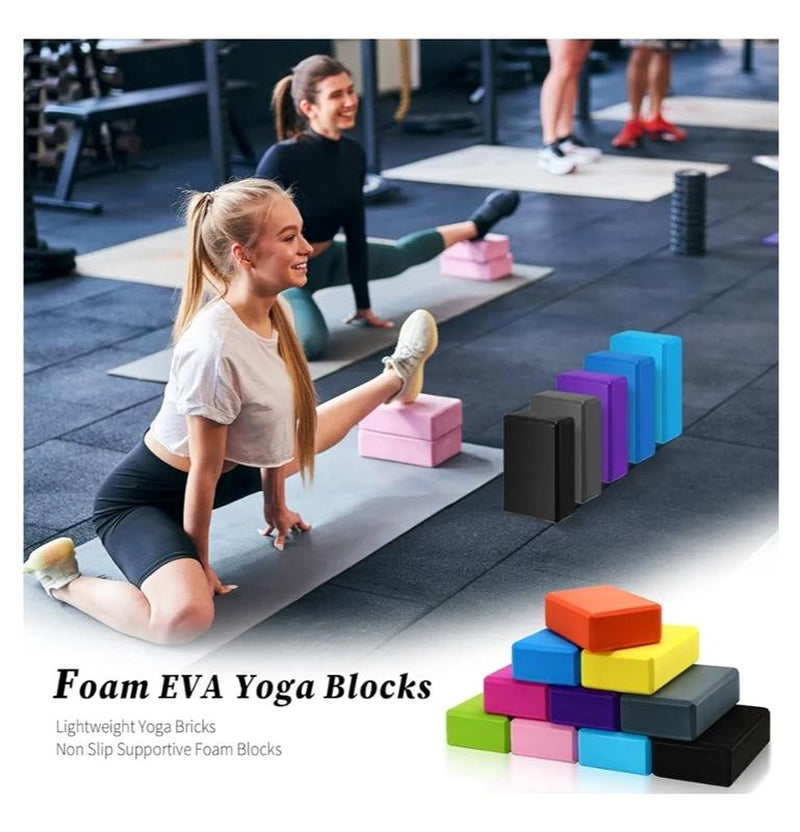 Random Colour Yoga Block Foam EVA Yoga Blocks Lightweight Yoga Bricks Non Slip Supportive Foam Blocks Yoga Prop Accessories for Yoga, Pilates, Stretching and Meditation, Women Men Yogi Yoga Beginners (Multicolor)