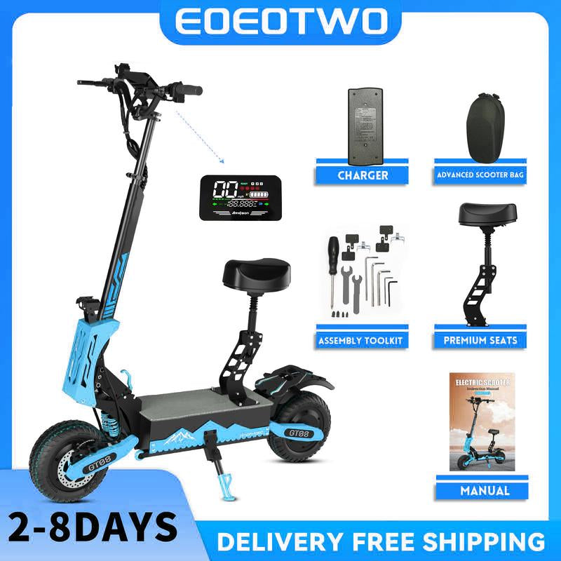 Electric Scooter for Adults,5600W Dual Motor 60V27AH 50MPH Folding E-Scooter with Adjustable Seat,11'' Off-Road Tires Shock Absorbers Electric Scooter