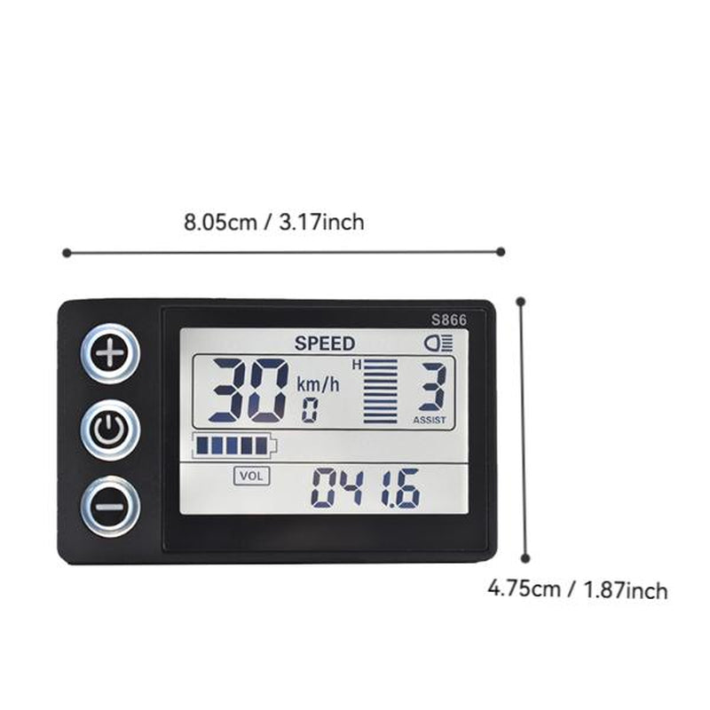 S866 Electric Bike LCD Dashboard Waterproof Screen for Enhanced Visibility & Basic Functionality