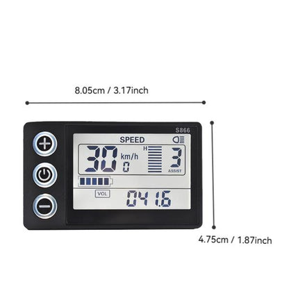 S866 Electric Bike LCD Dashboard Waterproof Screen for Enhanced Visibility & Basic Functionality