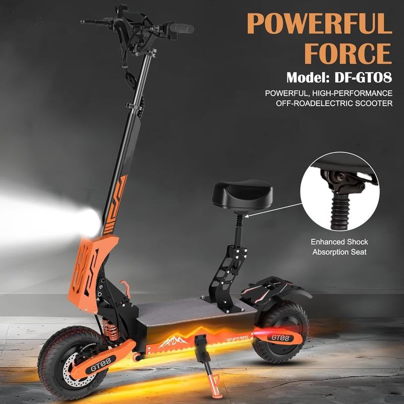 Electric Scooter for Adults,5600W Dual Motor 60V27AH 50MPH Folding E-Scooter with Adjustable Seat,11'' Off-Road Tires Shock Absorbers Electric Scooter